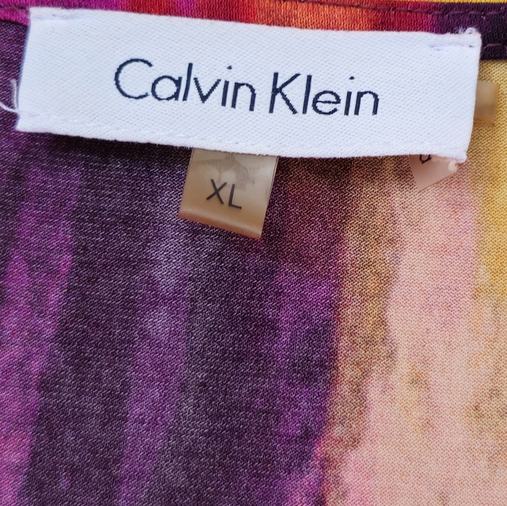 Calvin Klein Abstract Pattern Draped Neck Sleeveless Jersey Cami Tank Top - Picture 10 of 11
